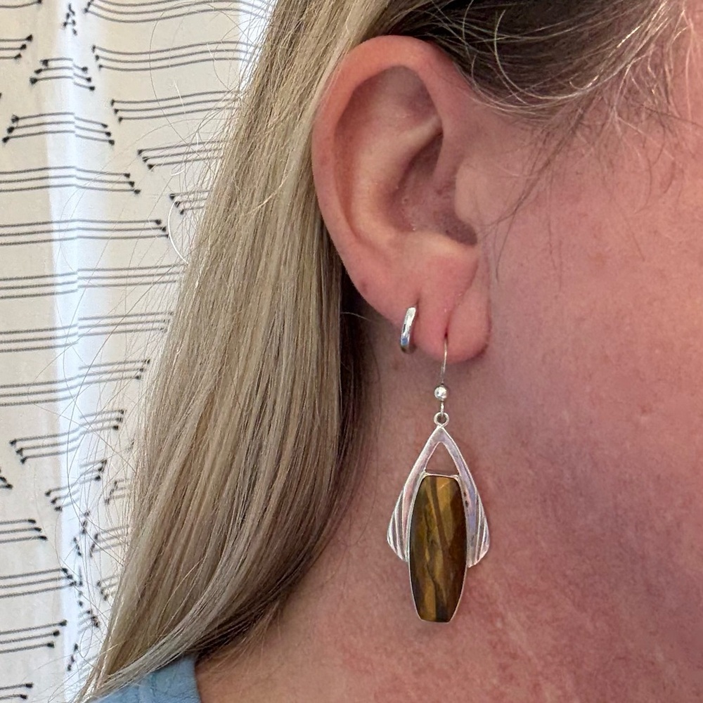 Jay King Tigers Eye & Sterling Silver Earrings - Picture 7 of 10